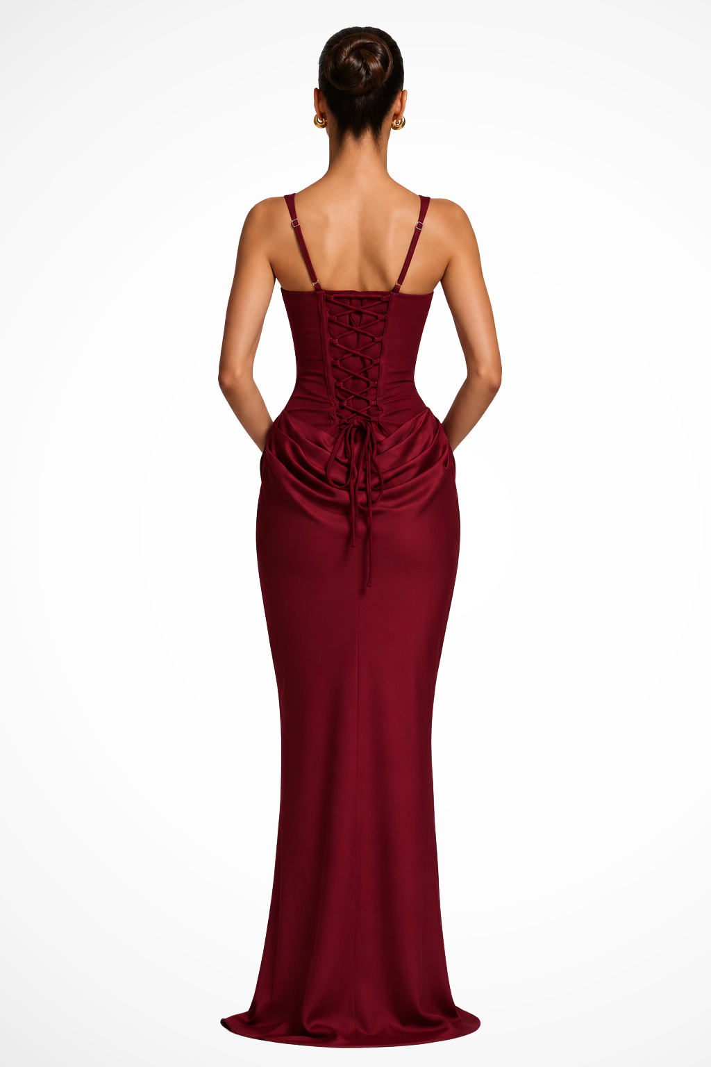 Chic women's formal square neck maxi dress, ideal for wedding guests or evening events. Features a corset bodice.