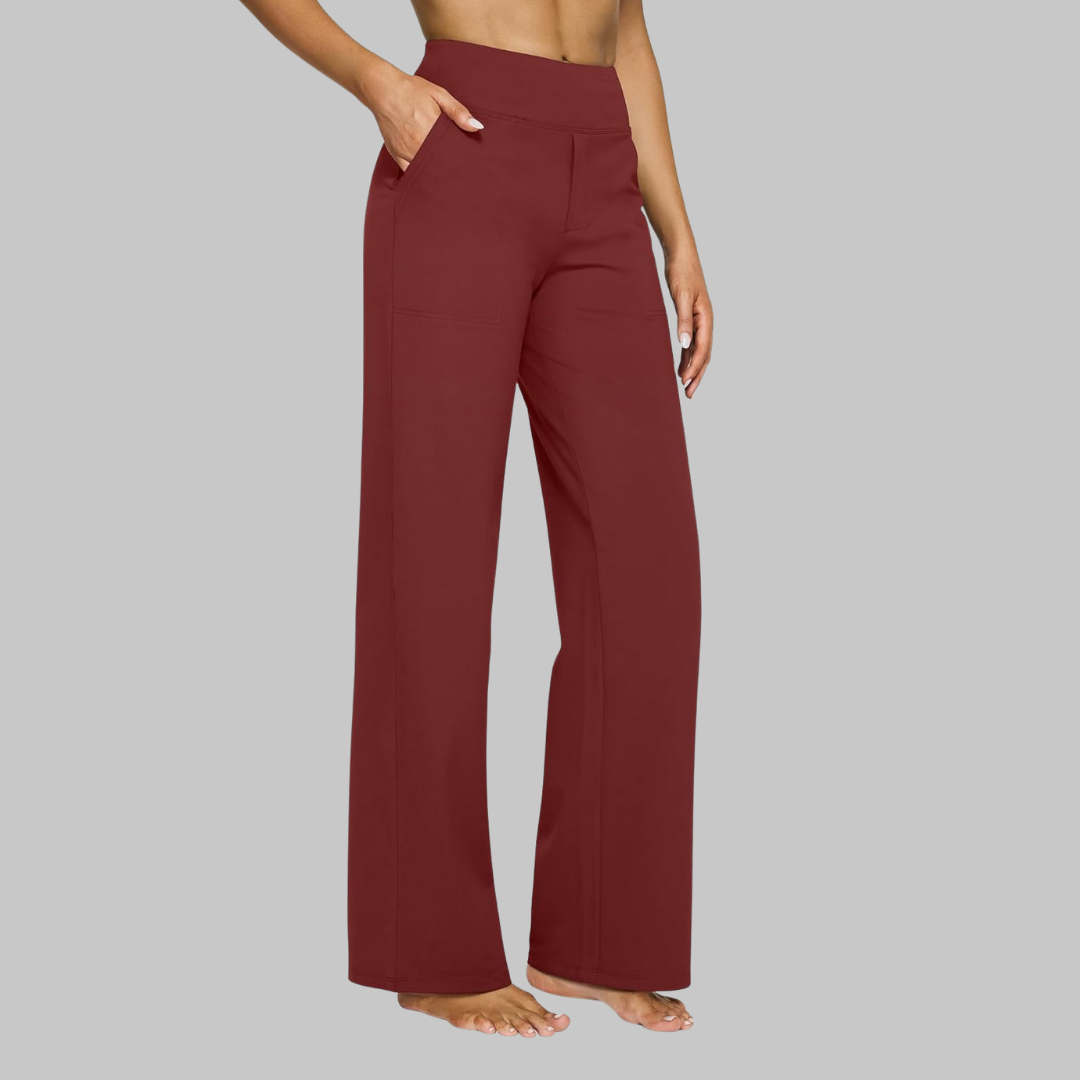 Professional women's straight leg trousers, comfortable stretch fabric, ideal for work.
