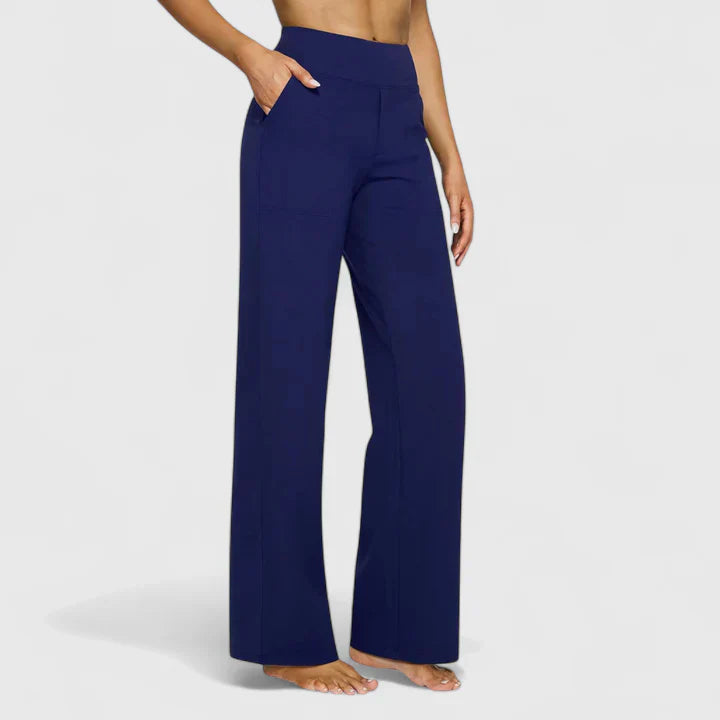 Comfortable straight leg office trousers for women, elegant and versatile style.