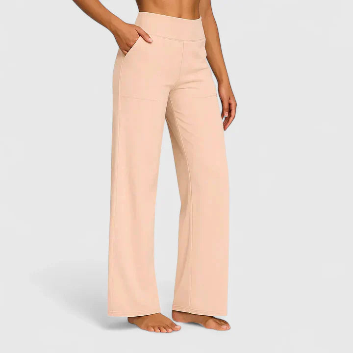 Women's versatile straight leg trousers, elegant and comfortable for work or casual.