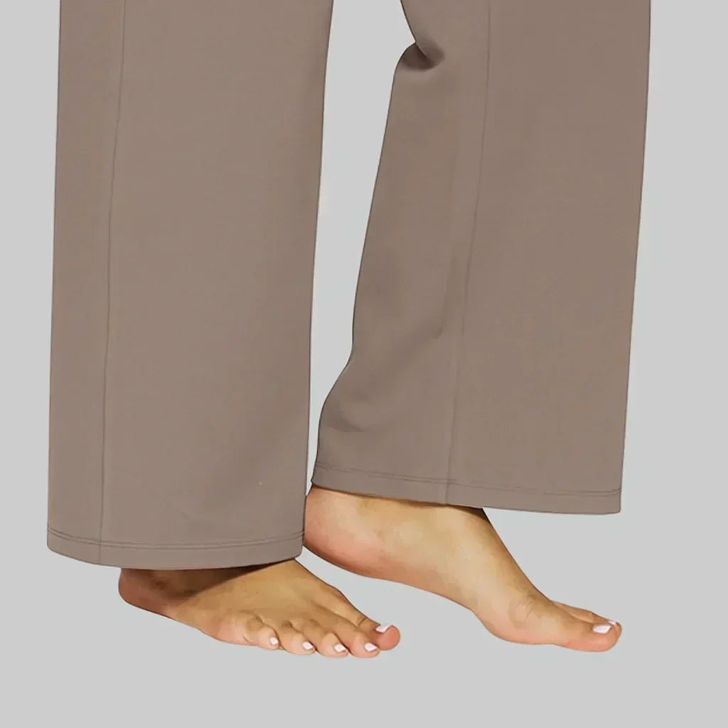 Stylish women's straight leg dress pants, comfortable for office or evening wear.