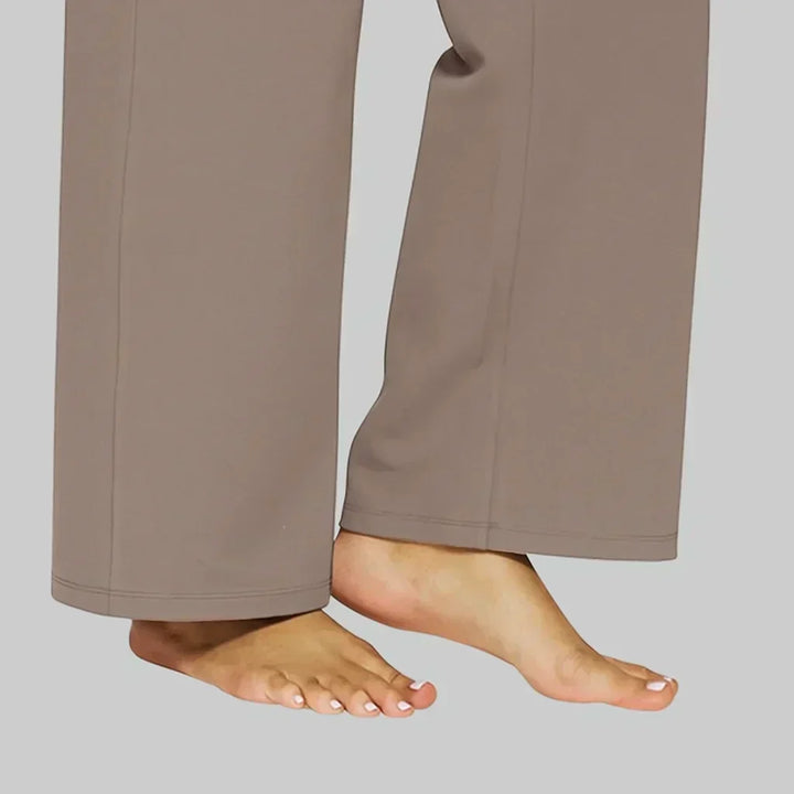 Stylish women's straight leg dress pants, comfortable for office or evening wear.