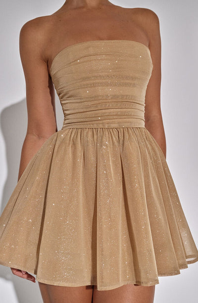 Festive women's glitter mini dress, ideal for special occasion elegant party wear.