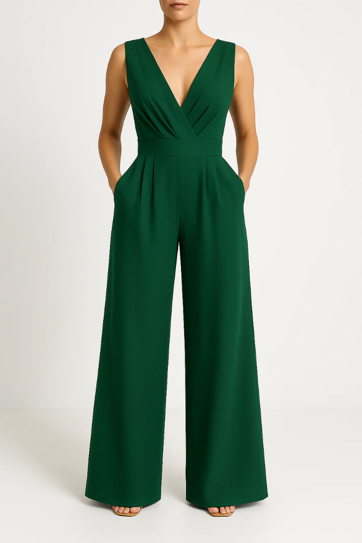 Chic women's wide leg jumpsuit, perfect for summer commuting. High-waisted, comfortable & stylish one-piece for casual or work.