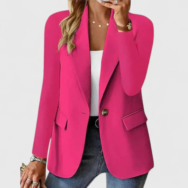 Women's elegant tailored blazer for professional office attire and formal business fashion.