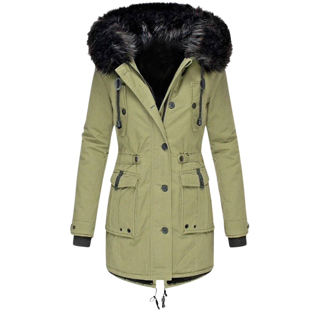 Women's elegant tailored blazer jacket, single button, professional fitted design for business attire.