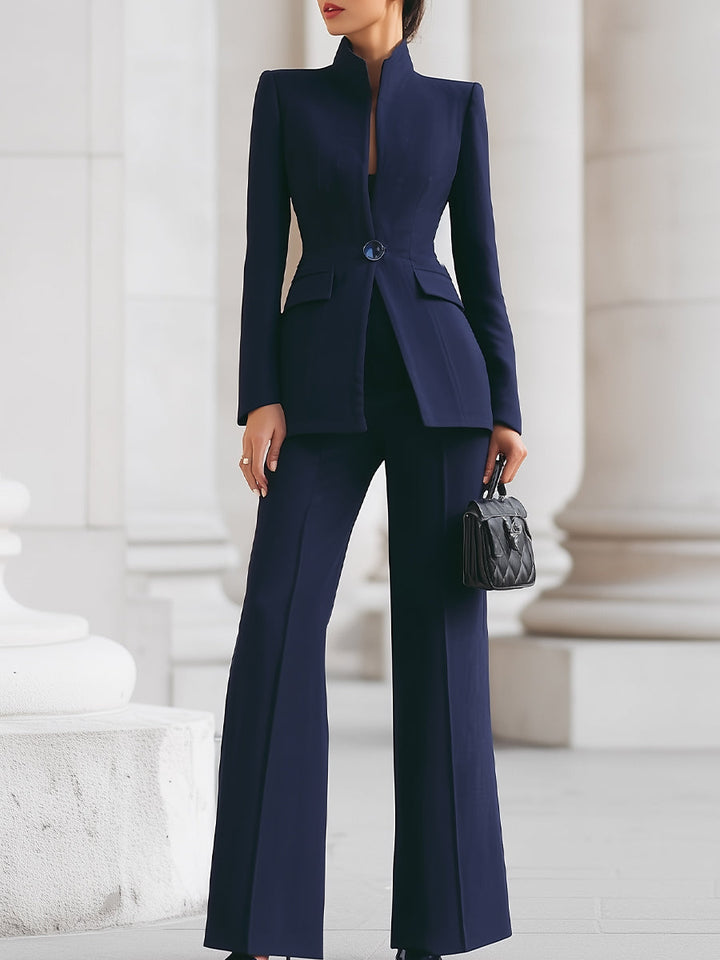 Women's elegant tailored blazer & trousers suit set, a versatile two-piece outfit for business attire.