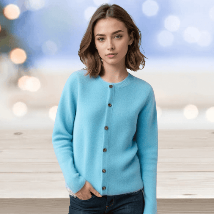 Long sleeve women's V-neck sweater cardigan, perfect for layering and everyday wear.