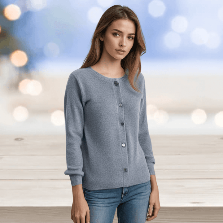Wardrobe essential: women's V-neck knit cardigan for versatile and effortless style.