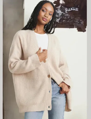 Soft women's V-neck sweater cardigan, chic & versatile for daily fashion.
