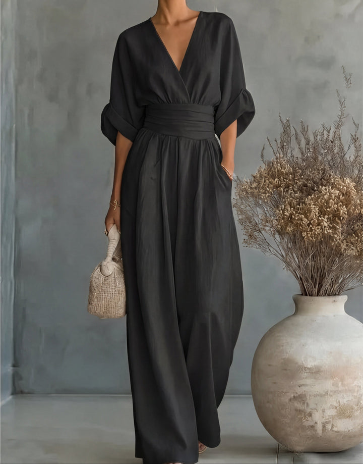 Women's spring wide-leg jumpsuit, featuring a beautiful design and comfortable fabric.