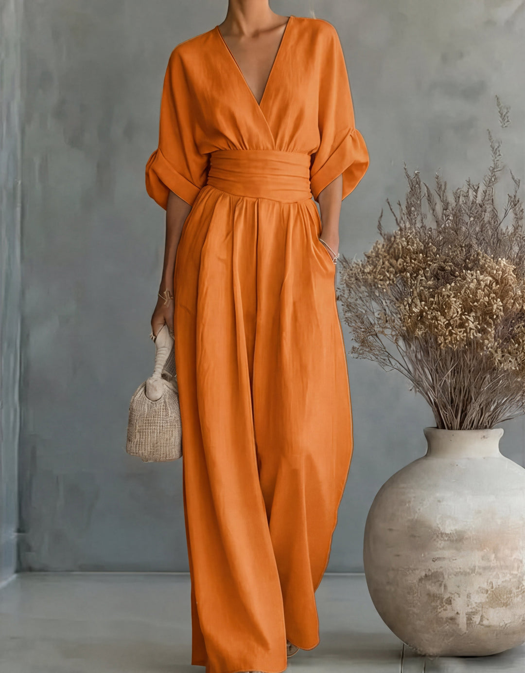Party-ready women's wide-leg jumpsuit, offering a stunning and sophisticated look.