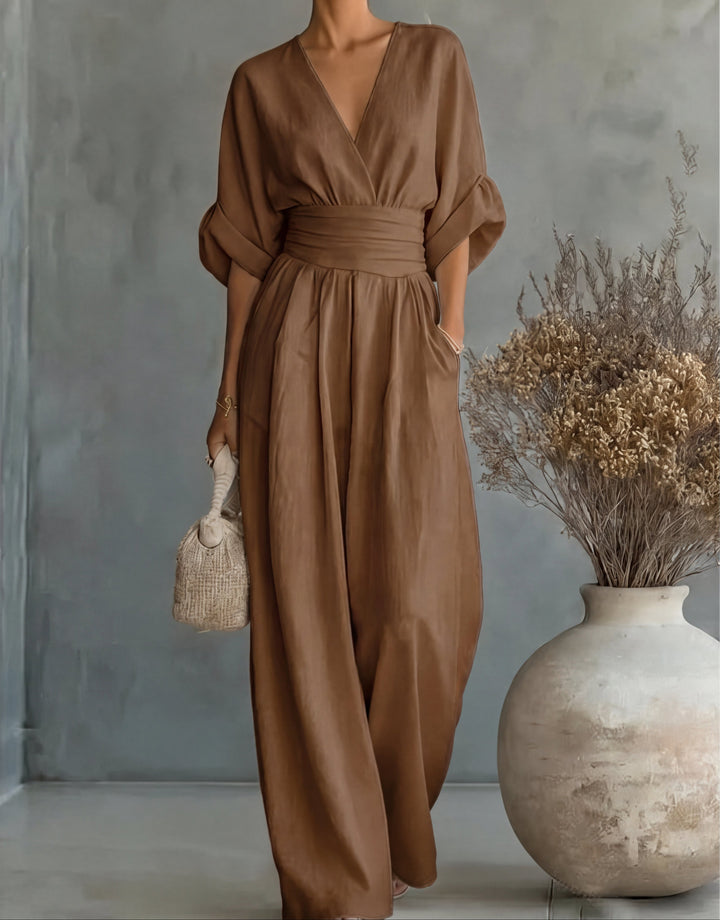 Flowy women's wide-leg jumpsuit, an effortlessly chic choice for everyday or special events.