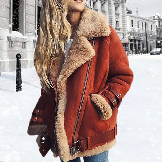 Women's winter trench coat with prominent double buttons, offering a warm and classic style.