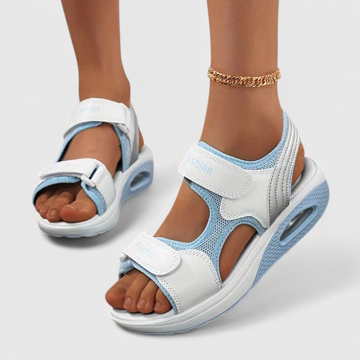 Comfortable women's cushioned sandals with arch support. Ideal orthopedic footwear for everyday pain relief.