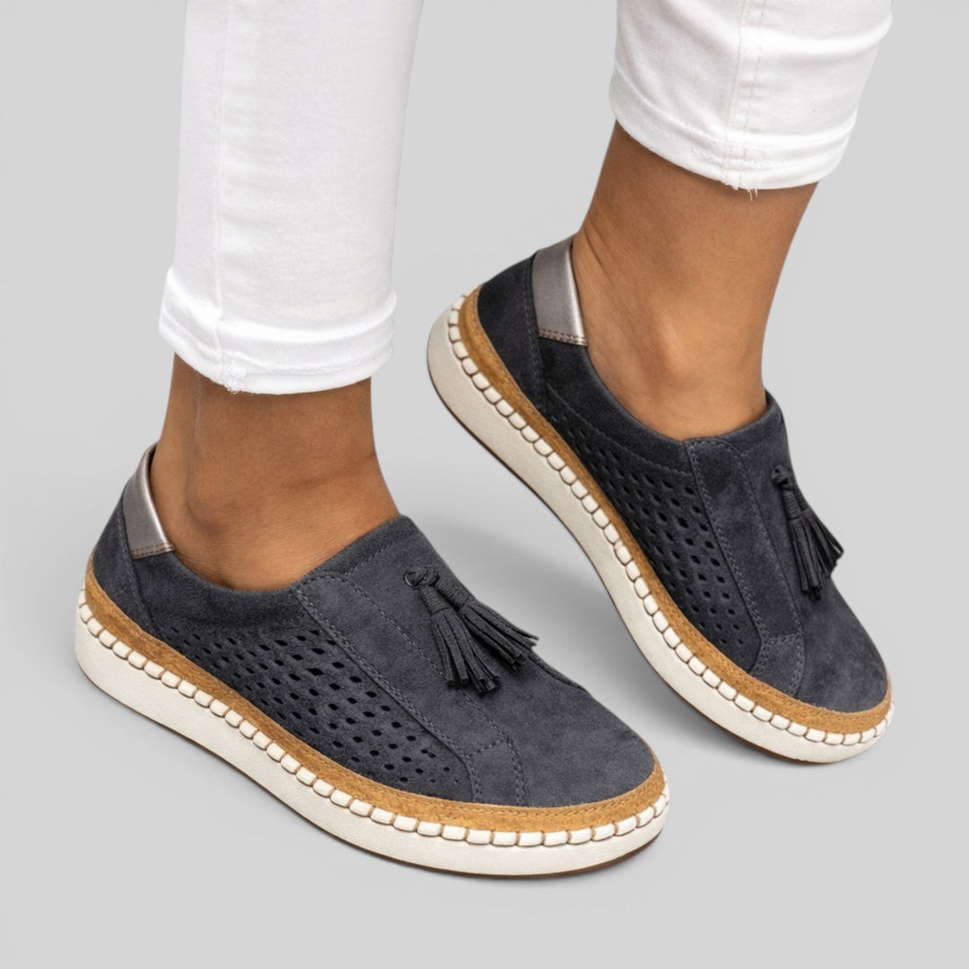 Supportive women's slip-on walking shoes, ideal for daily comfort & foot health.