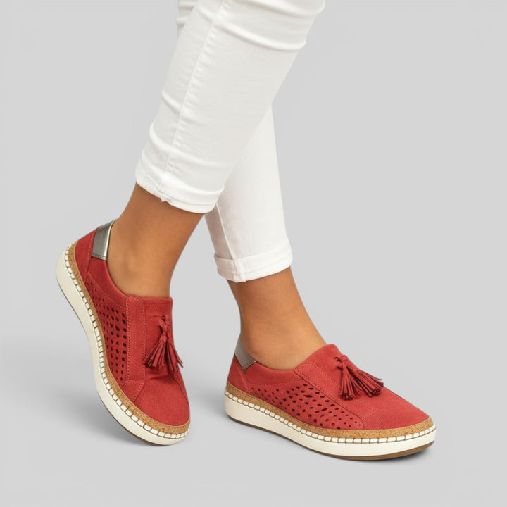 Easy slip-on women's comfort shoes, providing supportive orthopedic relief for walking.