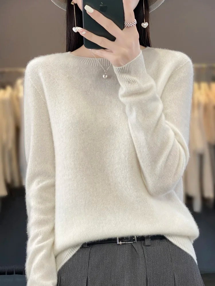 Everyday women's round neck sweater, perfect for casual comfort, elegant versatile fashion, and all seasons.