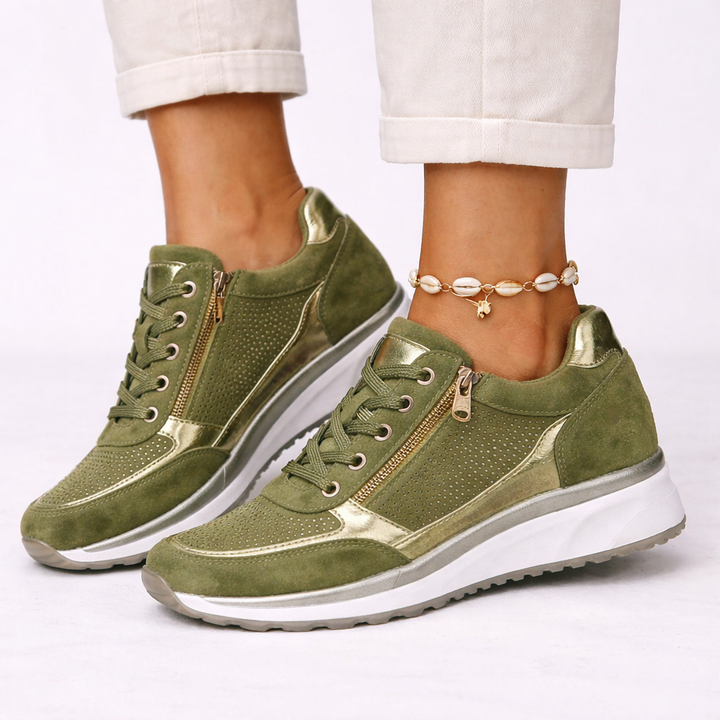Supportive women's comfort sneakers with breathable mesh, ideal for active everyday wear & versatile casual styling.