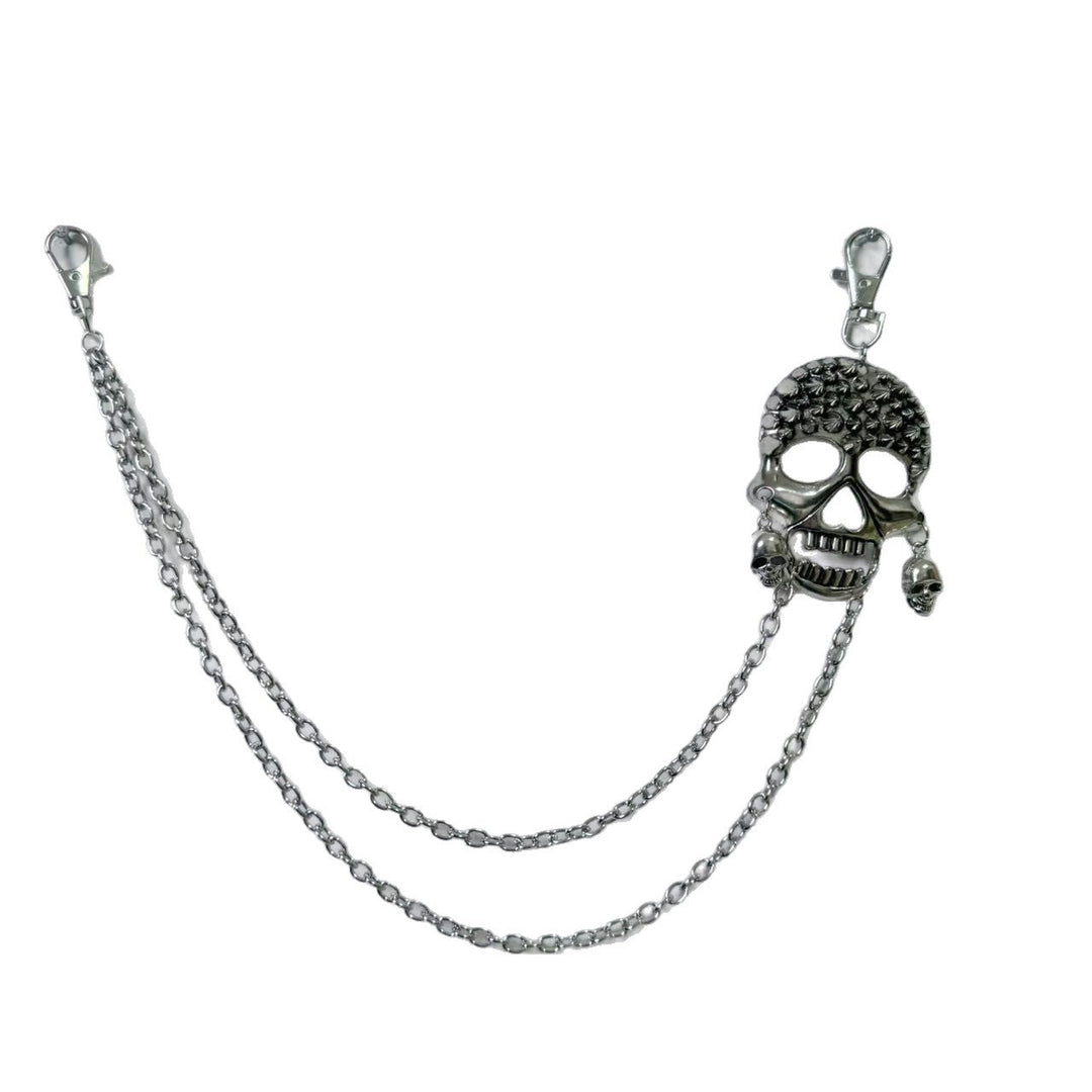Trendy women's metal chain belt with stylish cross pendants, great for waist or hip styling.