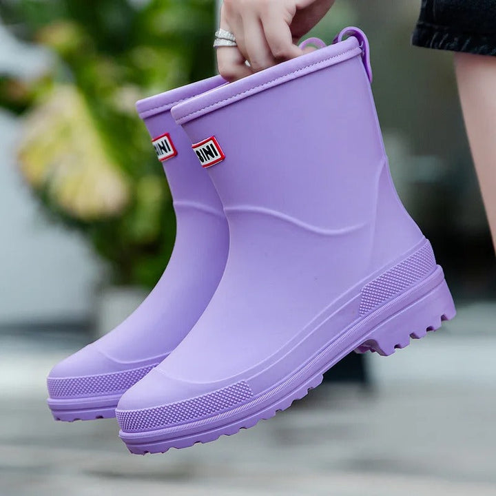 Fashionable women's waterproof rain boots, non-slip & comfortable for all wet weather & garden use.