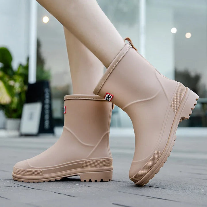 Comfortable women's waterproof rain boots with non-slip sole, ideal for walking & garden.