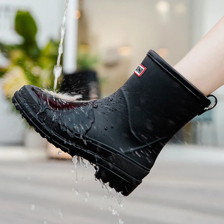 Trendy women's waterproof rain boots, non-slip comfort for all wet adventures.