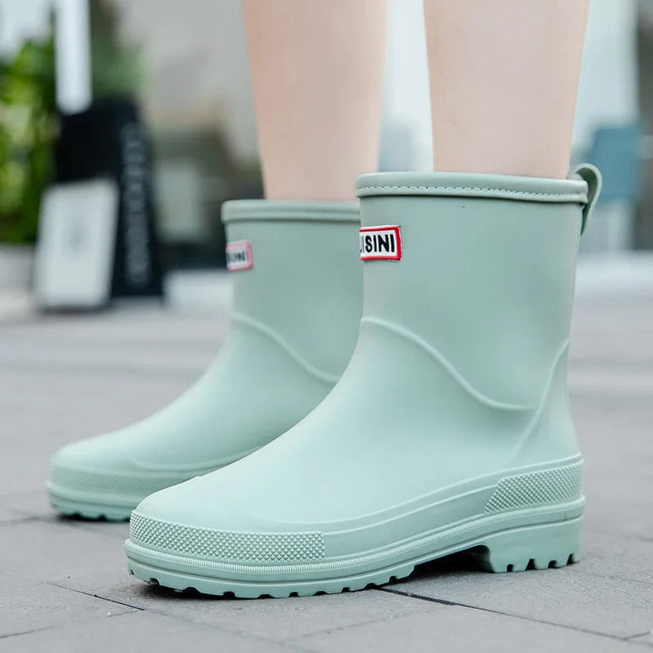 Women's stylish waterproof rain boots for gardening, walking, & rainy days.