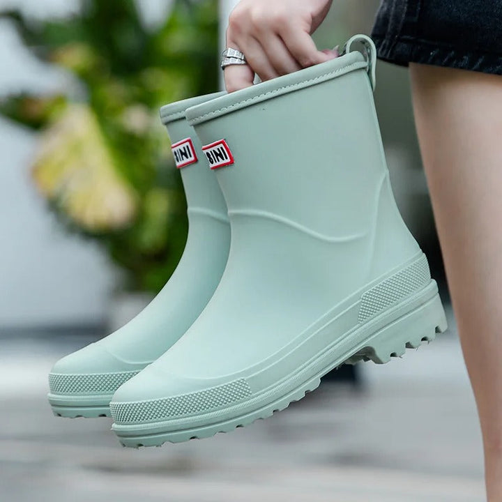 Chic women's waterproof rain boots for fashion-forward protection in wet conditions.