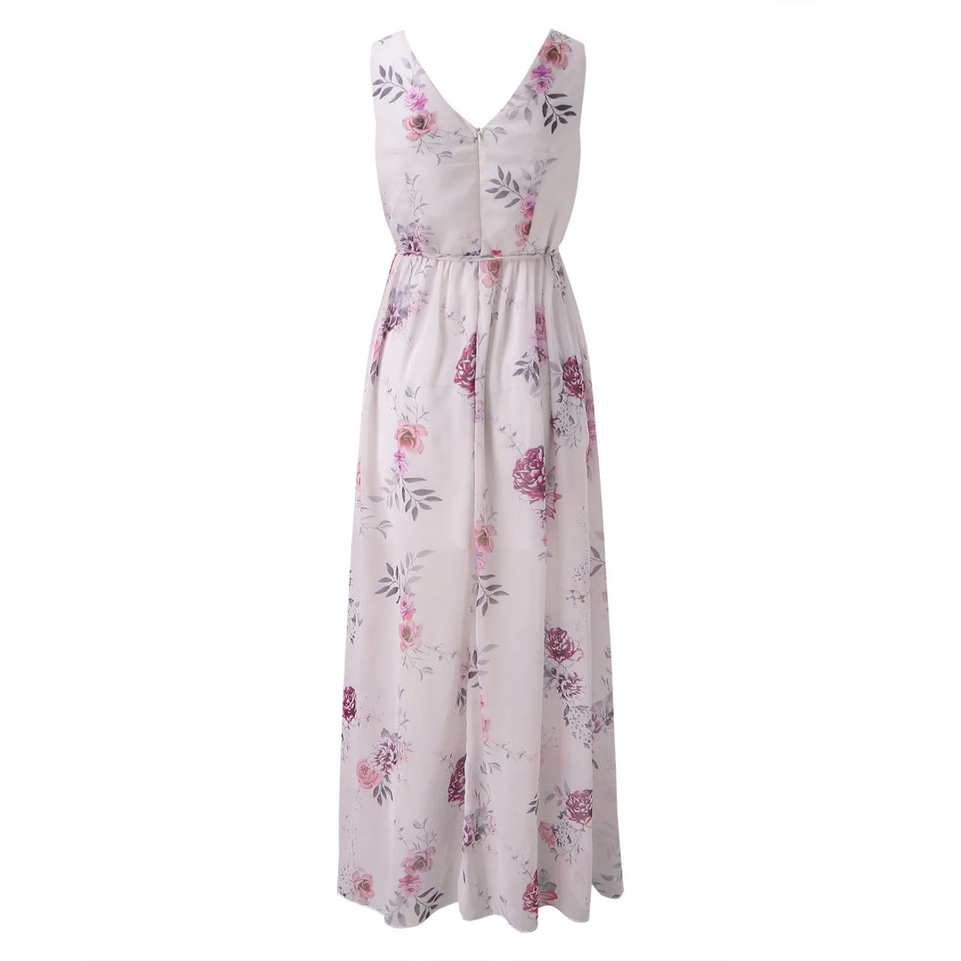Elegant women's party maxi dress with a sophisticated slit, suitable for formal wear & special occasions.