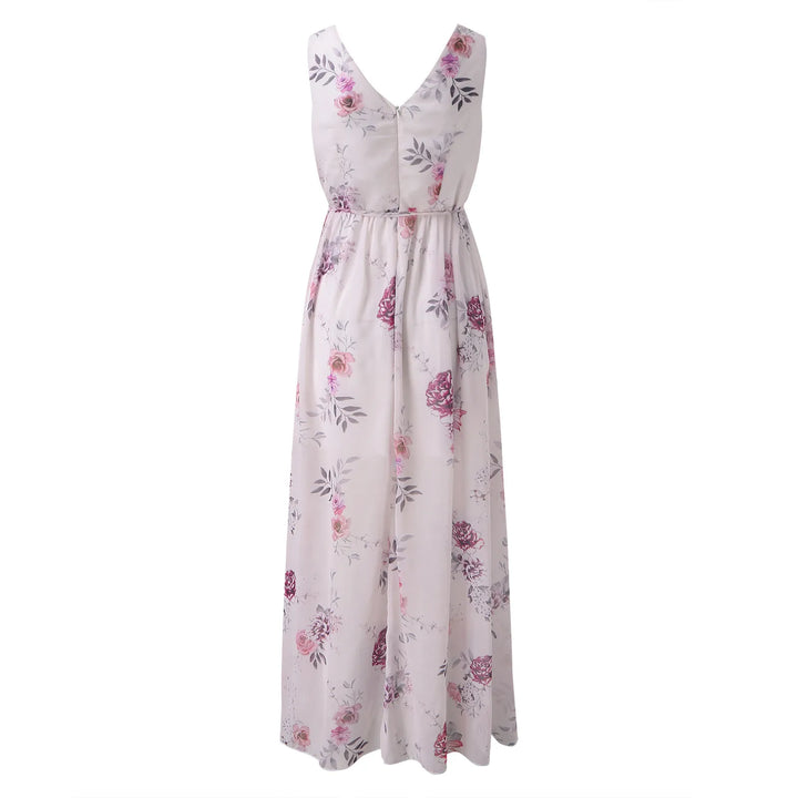 Elegant women's party maxi dress with a sophisticated slit, suitable for formal wear & special occasions.