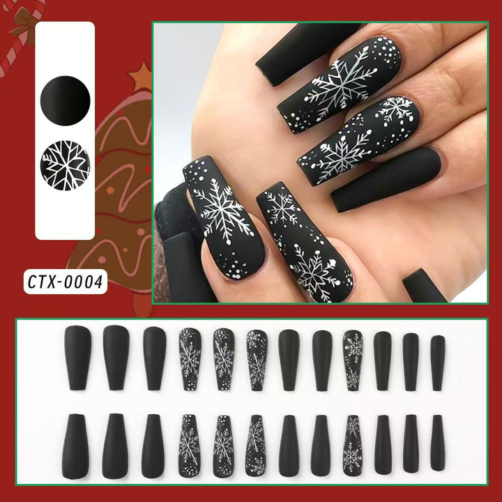 Complete DIY women's press-on nail set for a festive holiday manicure. Easy apply, reusable, perfect for parties.