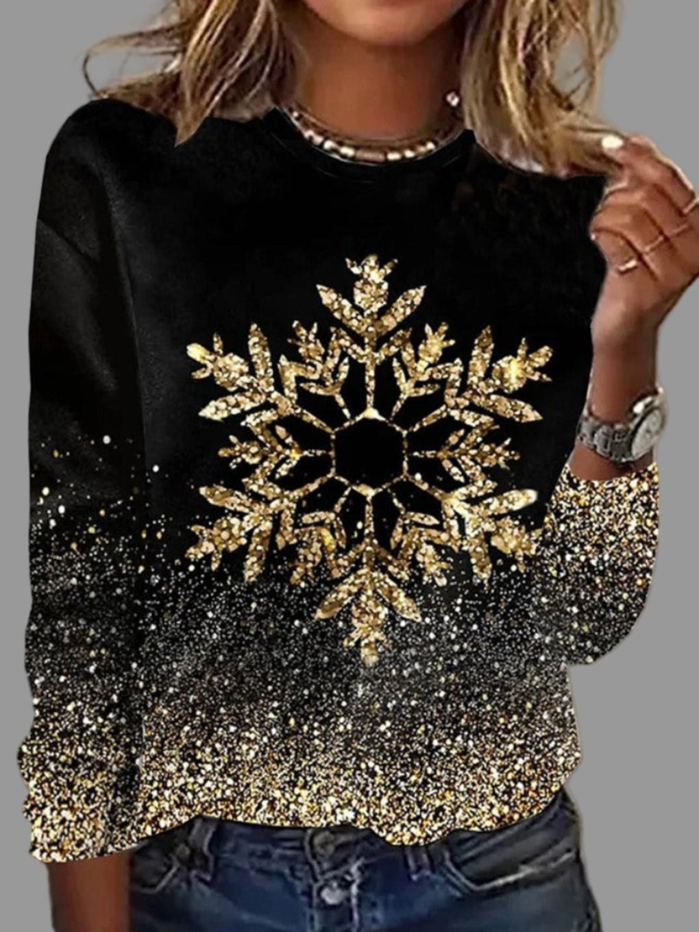Women's festive long-sleeve t-shirt with a cheerful Christmas graphic. Ideal holiday top & casual winter wear.