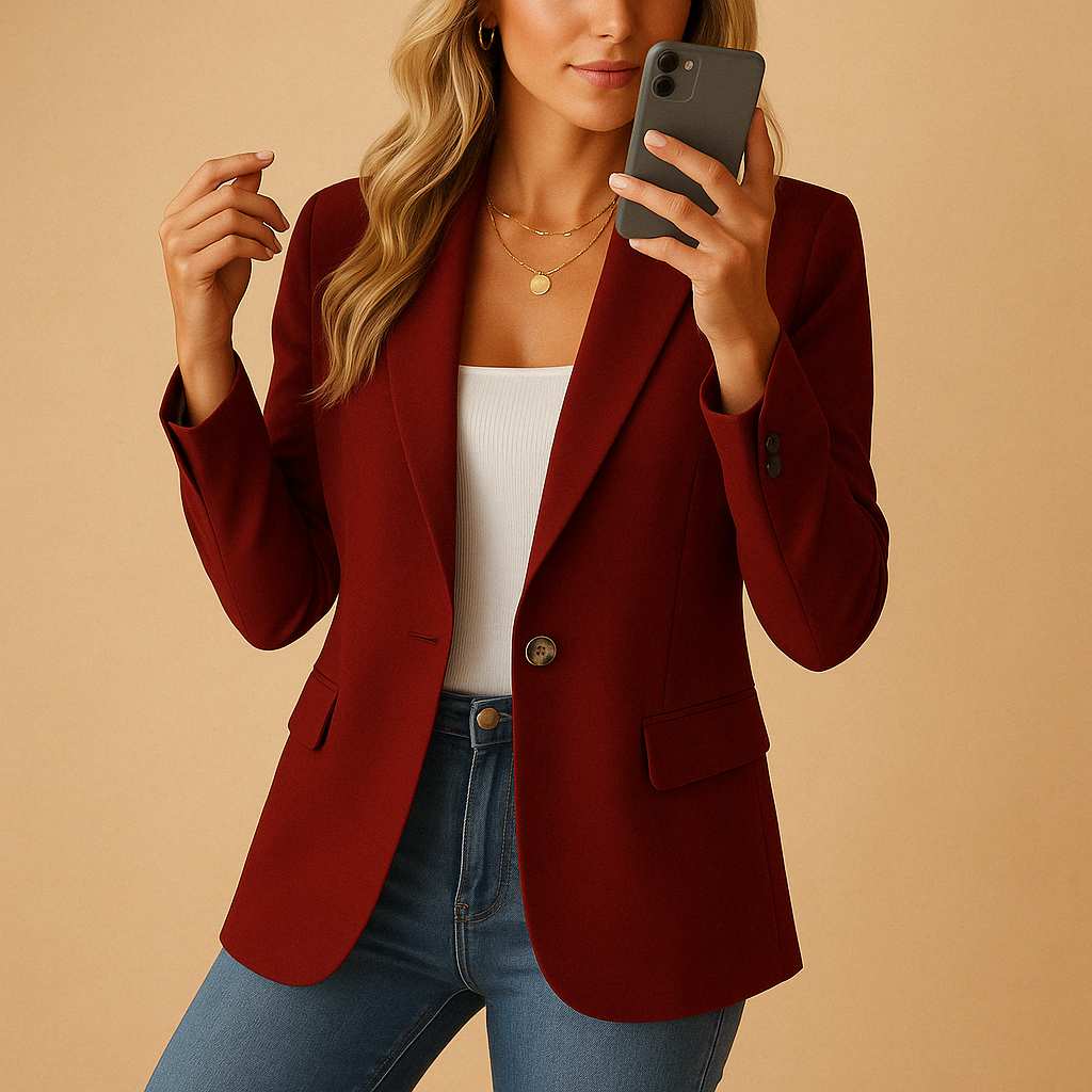 Elegantly tailored women's fitted blazer, showcasing modern design, perfect for professional & elegant fashion.
