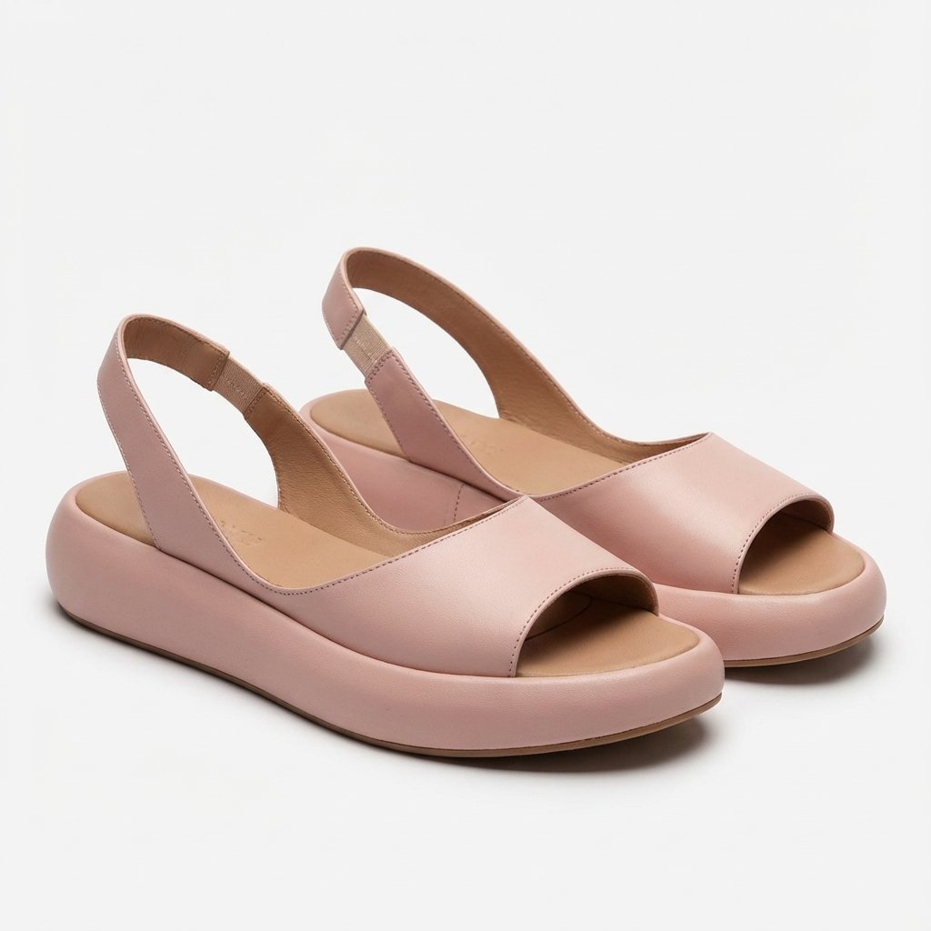 Women's flatform slingback sandals in a neutral tone, perfect for summer casual wear & effortless comfort.