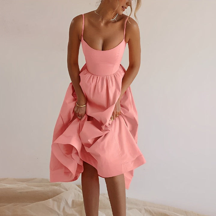 Flattering A-line midi dress for women, designed for an elegant silhouette and comfortable all-day wear.