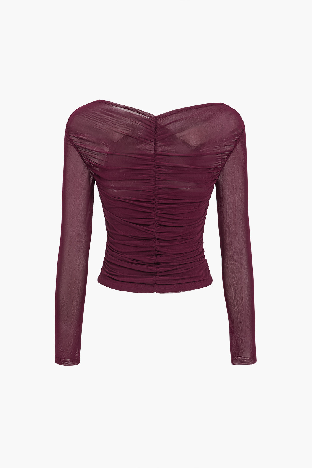 Black ruched long sleeve top for women, a flattering and fitted blouse for chic, versatile fashion.