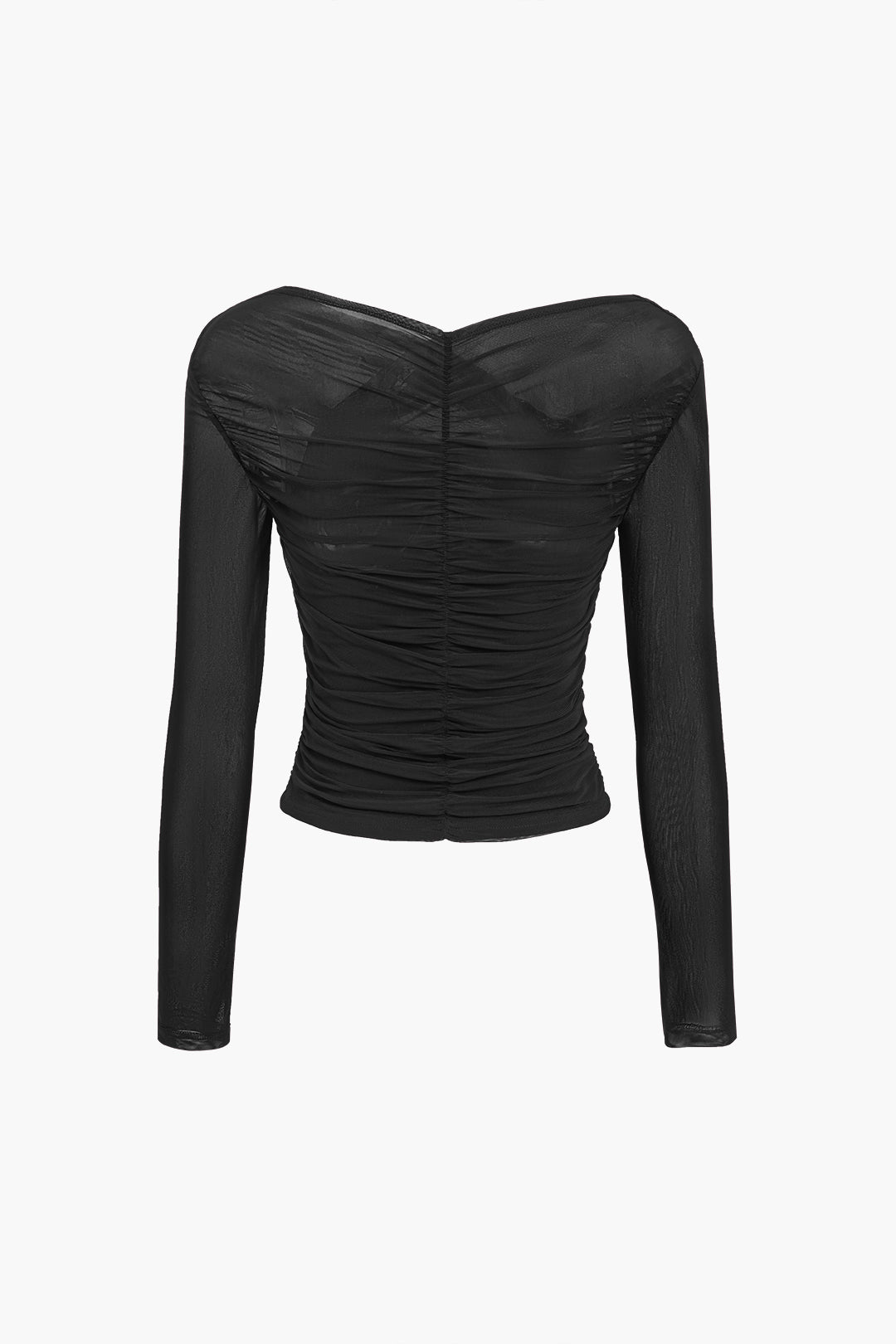 Modern women's long sleeve ruched top, a stylish and elegant blouse featuring a comfortable, flattering design.