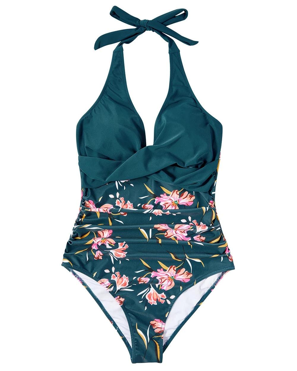 Elegant women's one-piece swimsuit, featuring tummy control & a flattering, backless design.