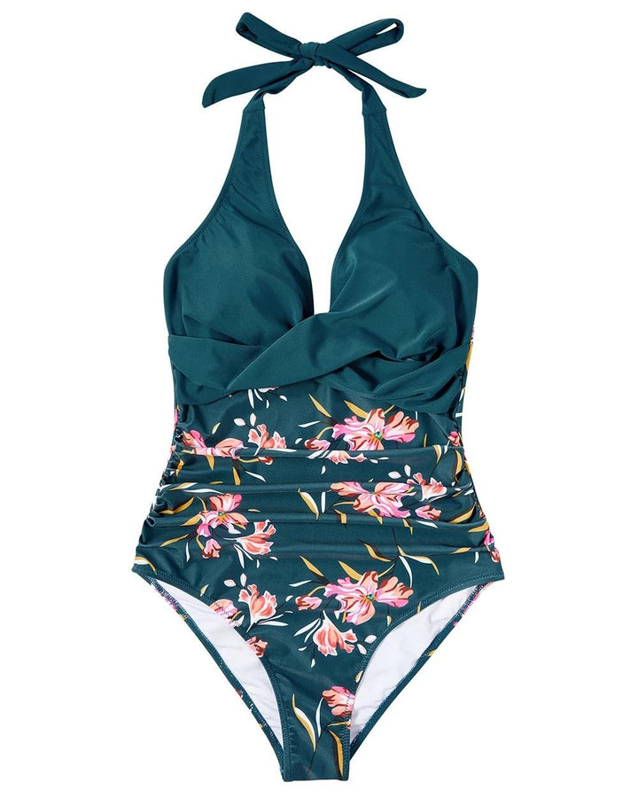Elegant women's one-piece swimsuit, featuring tummy control & a flattering, backless design.