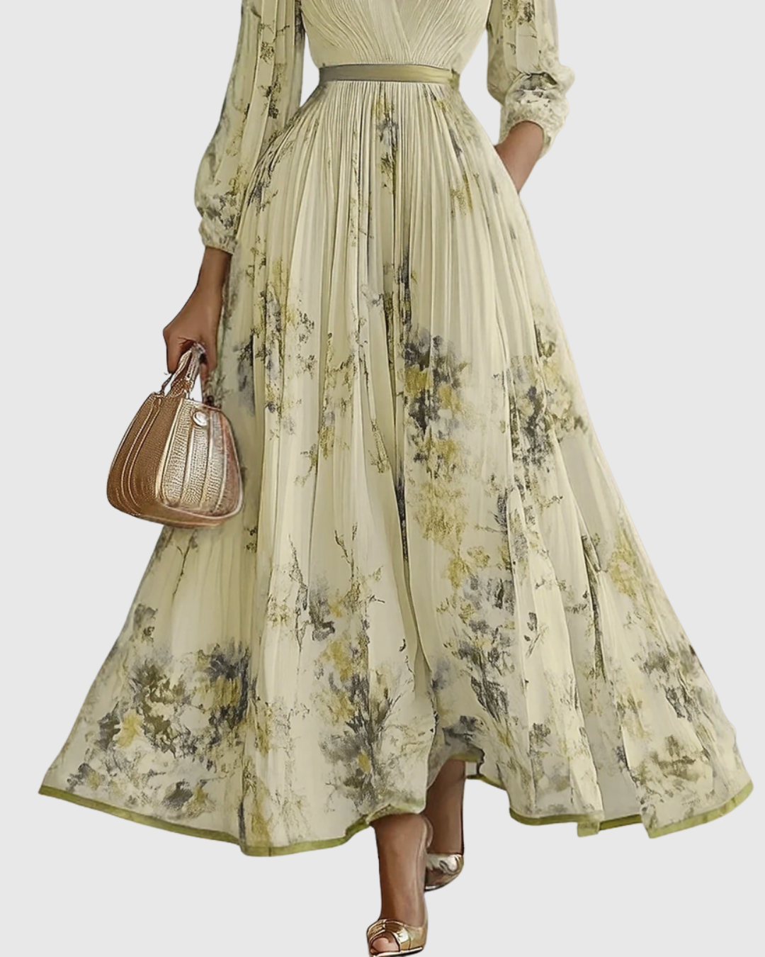 Graceful women's floral A-line sleeveless midi dress, ideal for any spring or summer gathering.