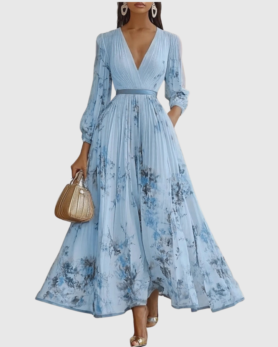 Women's elegant floral A-line sleeveless midi dress, great for garden parties or special events.