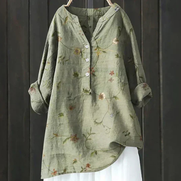 Versatile women's floral V-neck long sleeve blouse, perfect for spring, summer, and everyday wear.