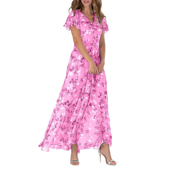 Beautiful women's floral maxi dress, a new arrival with flowing butterfly sleeves for spring/summer.