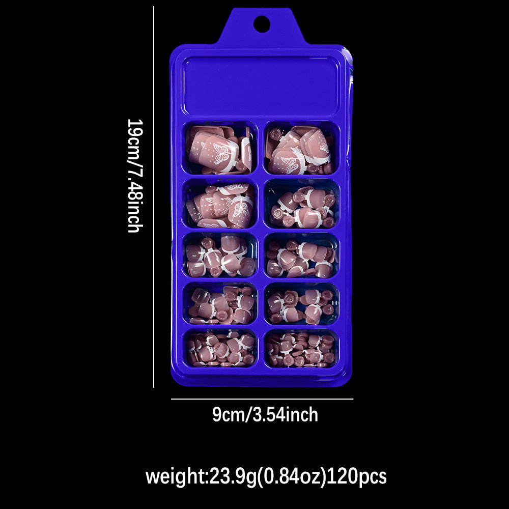 120-piece set of artificial floral press-on toenails, ideal for multiple stylish women's summer nail art pedicures.