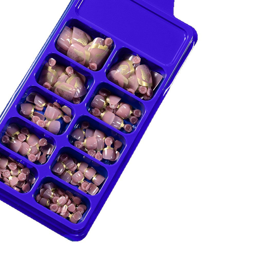 Summer-ready women's floral press-on toenails, 120-piece set for effortless and beautiful foot beauty.