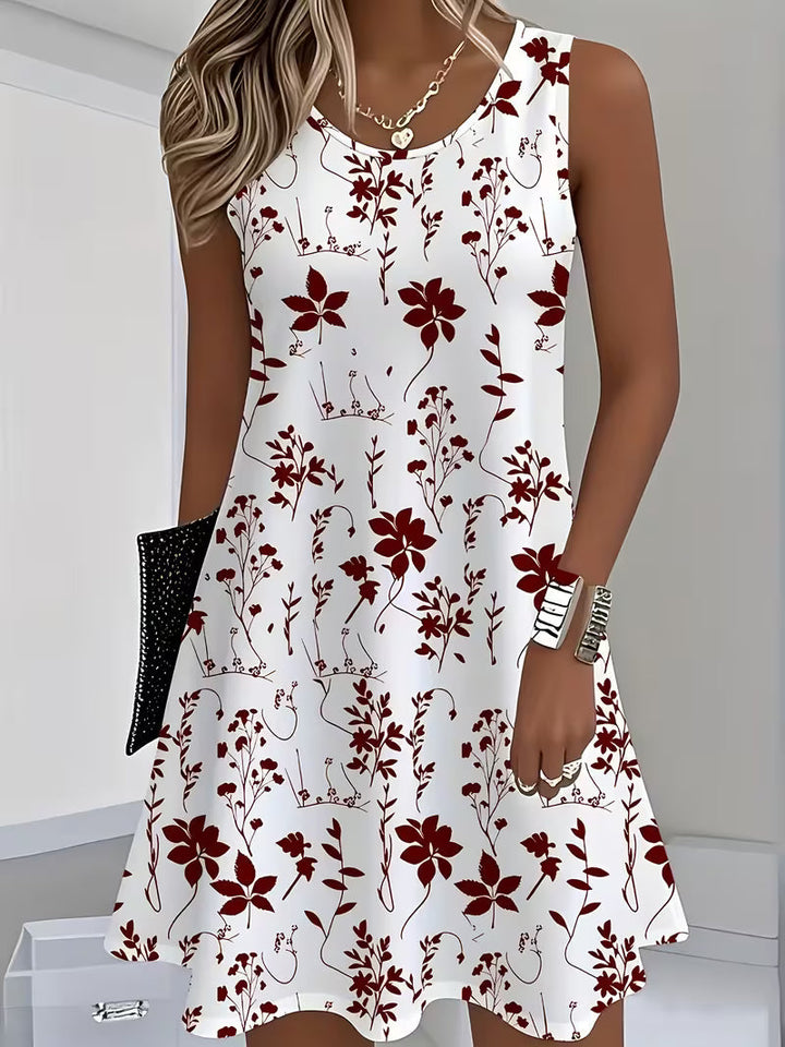 Stylish women's floral sundress. This sleeveless mini dress is perfect for chic and comfortable summer wear.