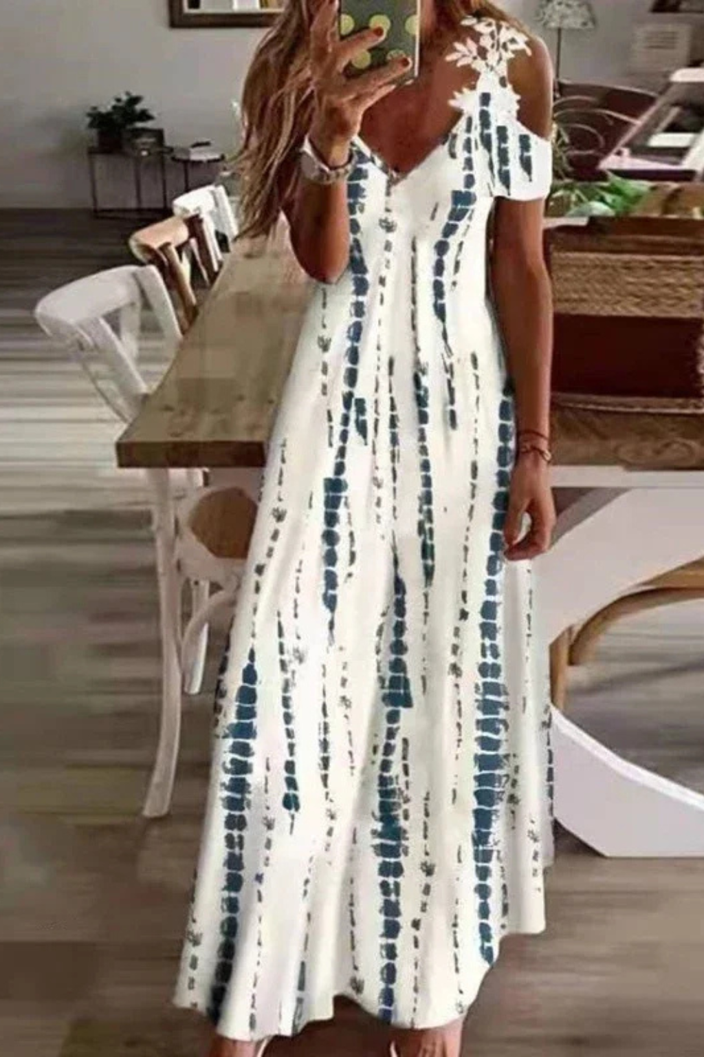 Boho elegant floral sleeveless maxi dress for women, a perfect summer day dress or vacation outfit.