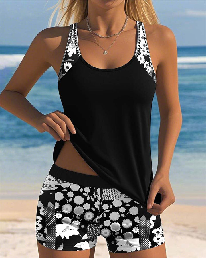 Women's floral bikini set with comfortable top and matching bottoms, perfect two-piece summer swimwear.