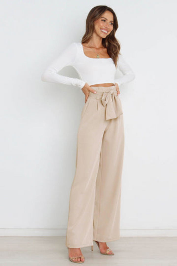 Women's flowing linen pants, wide leg cut for effortless style.